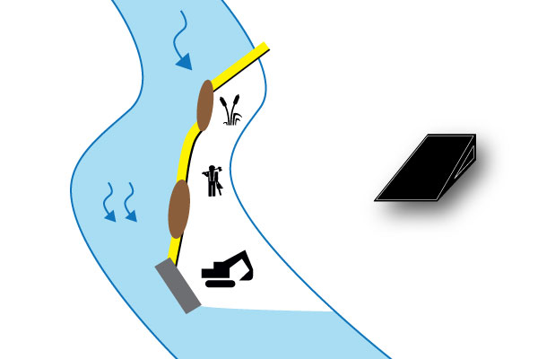 batardeaux-banc-ilots-parallele-riviere-water-gate-megasecureurope Kistdammen rivier op zandbank